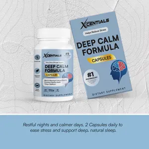 Xcentials Deep Calm Formula Capsules 982mg Natural Sleep Aid for Restful Nights & Stress Relief Vegetarian Gluten-Free 60-Day Supply