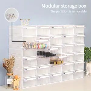 2 Pack Modular Storage Box with Dividers, Stackable Tool Organizer, Portable StorageContainer for Workshop, Garage, Desk, Home Organization