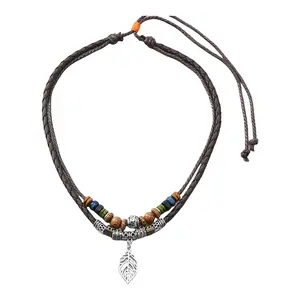 Multi Strand Wooden Bead Collar Necklace Lightweight Comfortable Jewelry