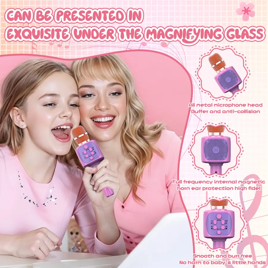 Baby Wireless Bluetooth Microphone Speaker Toy - 0-49w Versatile Karaoke Machine for Early Education, Enhances Learning Experience & Singing Activity, Includes Batteries