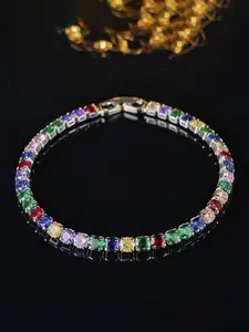 Women's Elegant Rhinestone Decorated Bracelet, Exquisite Trendy Colorblock Bracelet, Fashionable Jewelry for Women As Gift