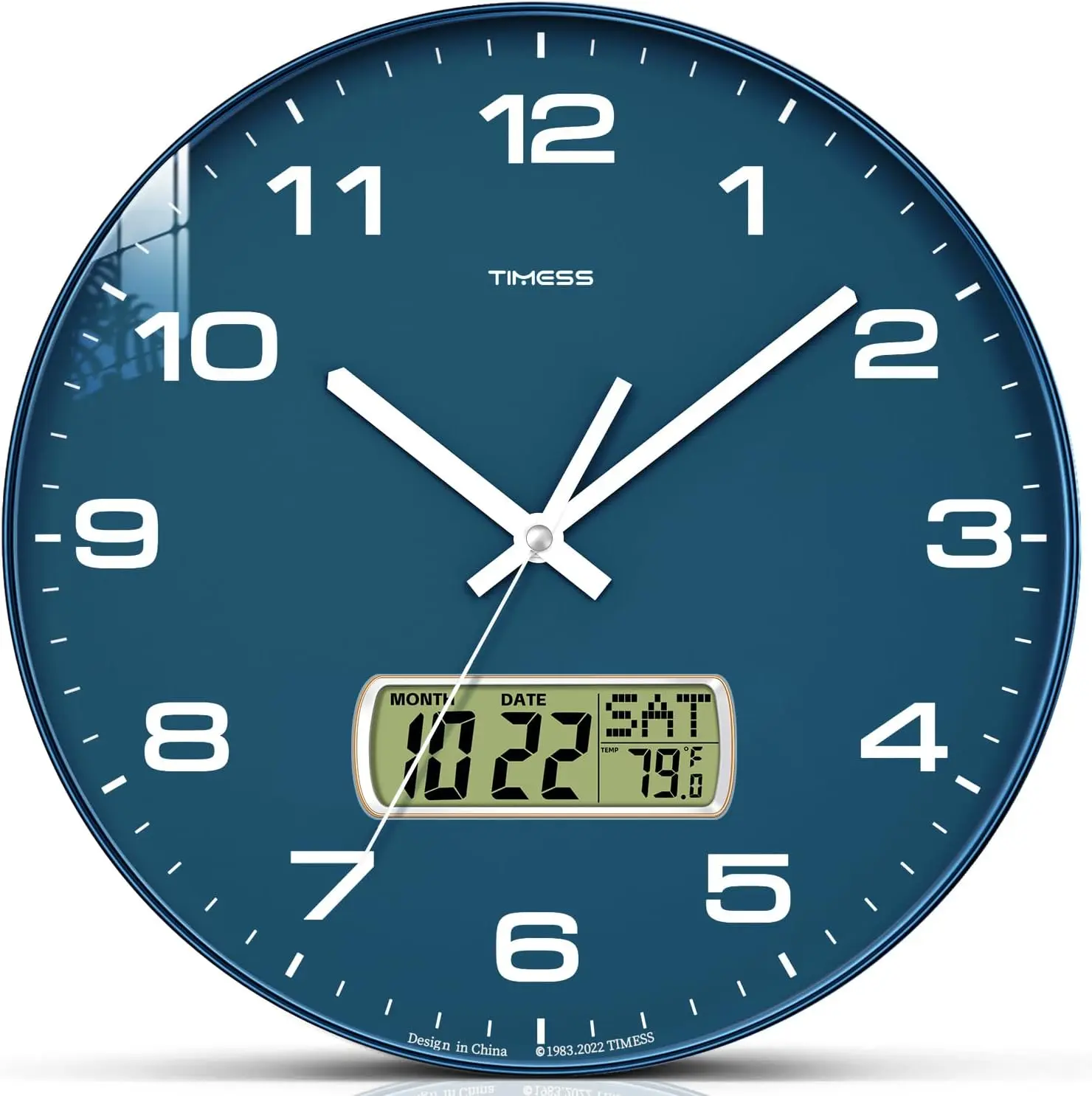 TIMESS 14-Inch Silent Wall Clock with LCD Display, Perpetual Calendar, Temperature, Quartz Movement, Easy Read, Noise-Free, Modern Decor for Living Room, Bedroom, Office summerwins
