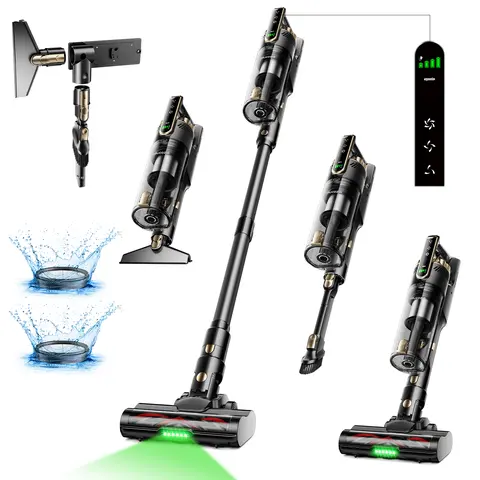 【2026 New Arrivals】Trucozie T550 Cordless Vacuum Cleaner, 40kPa Powerful Suction Smart Stick Vacuum with 50 Mins Runtime, 8-in-1 Lightweight Handheld/Upright Vacuum for Hardwood Floor, Carpet, Pet Hair & Car, Cordless Handheld Vacuum, Home Cleaning Tool