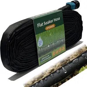Flat Soaker Hose for Garden Beds 10 25 50 75 ft, 50" Short Linkable Drip Irrigation Hose Save 80% Water, Leakproof Watering Hose with Holes
