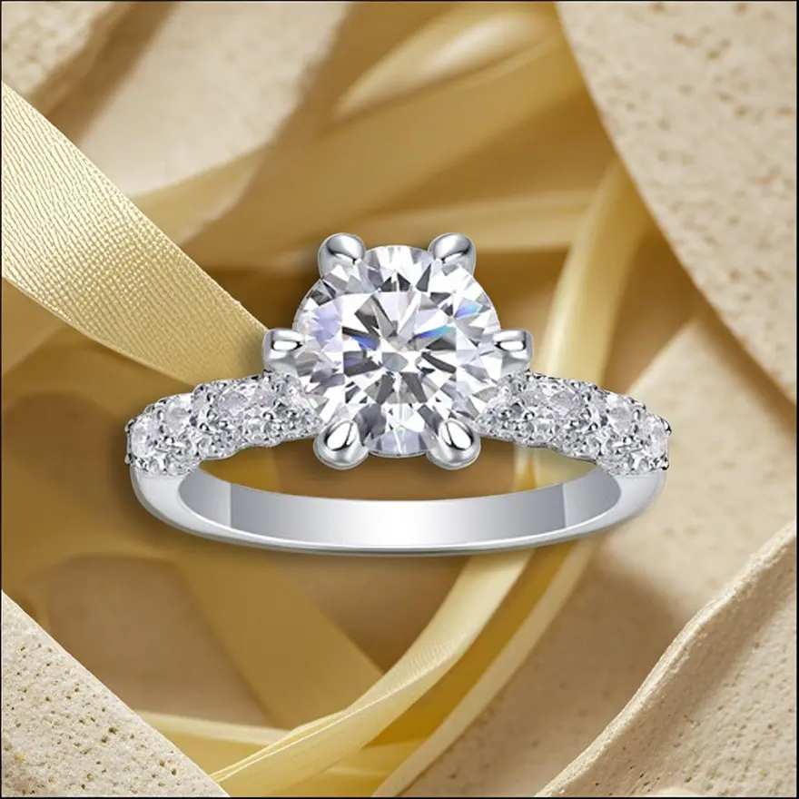18k white gold moissanite 2 carat ring with high-end texture, the best gift for your wife, a gift for your wife for eternal life, a gift for your husband who loves you, birthday