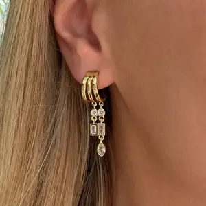 EVRY JEWELS Gold or Silver Plated Women's Icy Chain Earrings