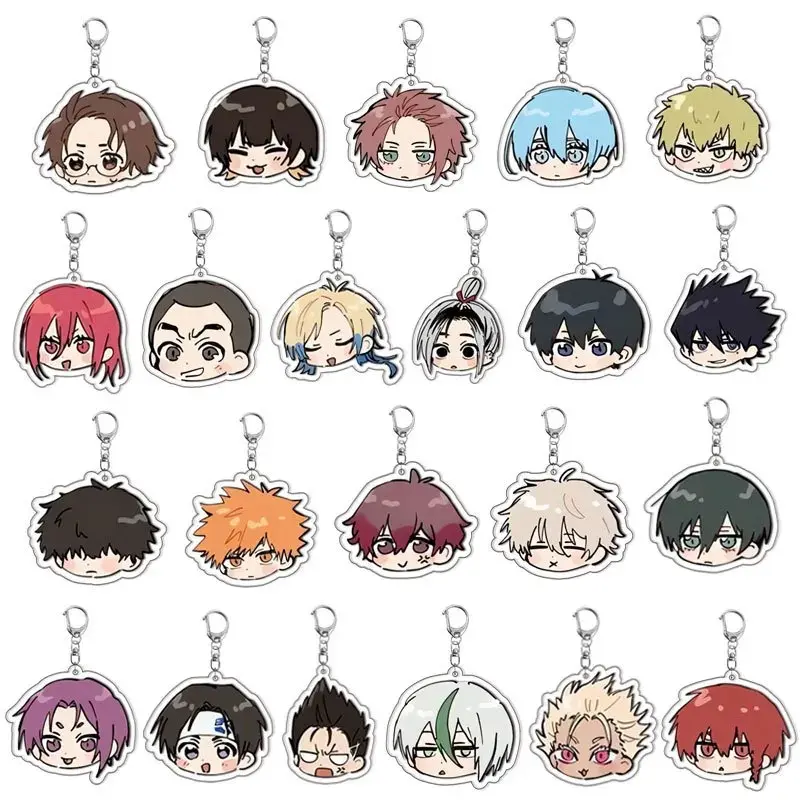 Blue Lock Acrylic Keychain Isagi Yoichi Bachira Meguru Kunigami Rensuke Backpack Pendant Accessories - Cute Acrylic Cartoon Keychain, Funny Meme Character Charm for Keys, Bags, Backpack, Durable Gift for Fans & Collectors