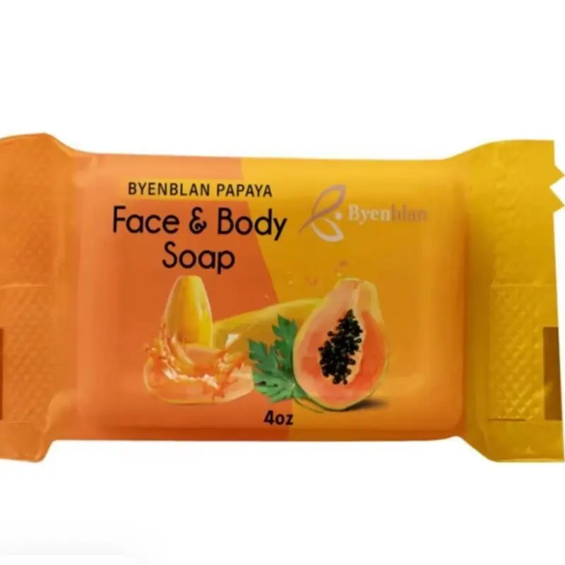 Byenblan Papaya Face & Body Soap 4oz - Natural Exfoliating and Moisturizing Formula for Gentle Cleansing