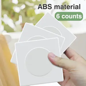 6 Counts Wall Split Flange Covers, ABS Material Decorative Panel for Air-conditioning Hole, Wall Hole Sealing Plate with Self-Adhesive Tape – 3-Second Firm Installation, White Gold Silver Options