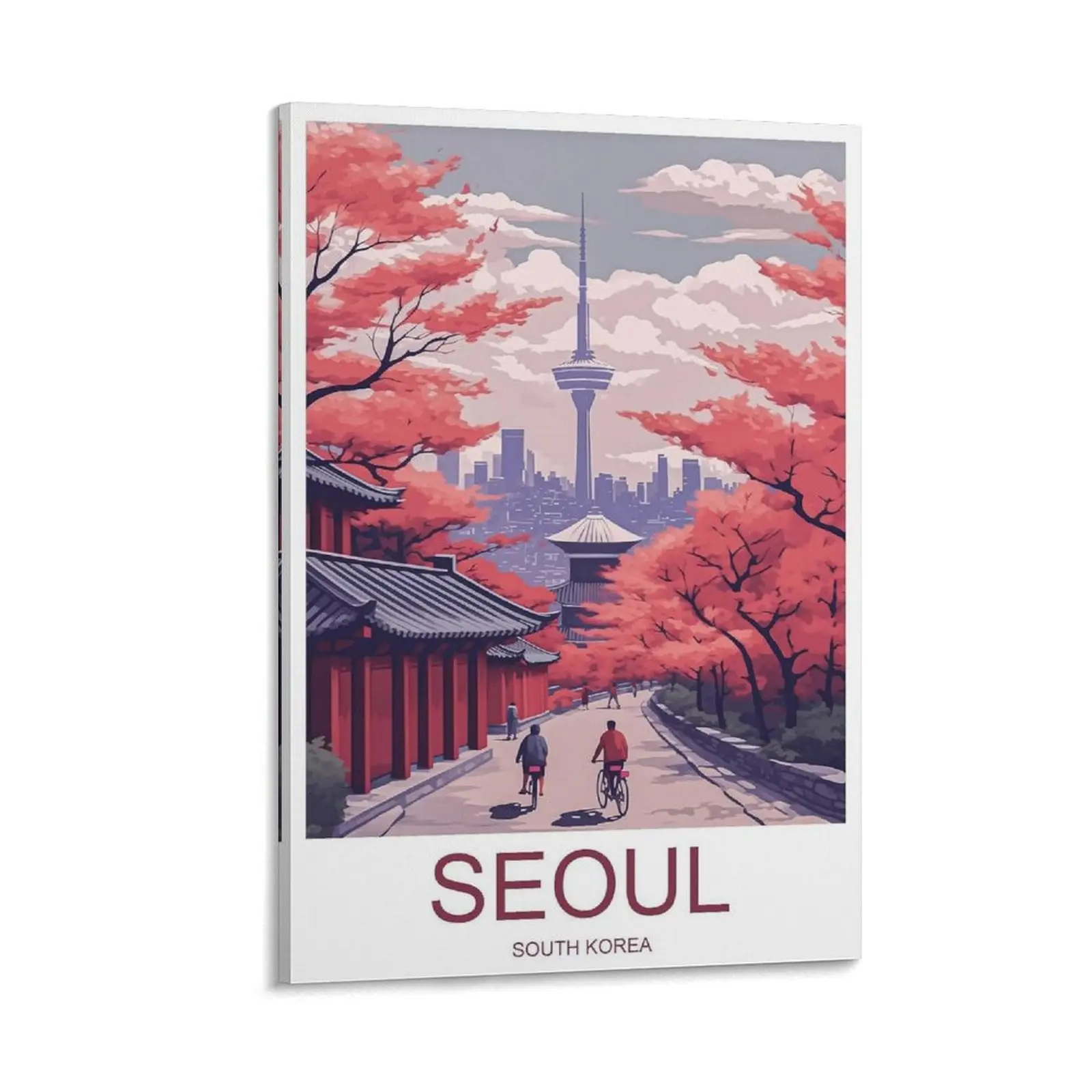 Seoul Travel Canvas Poster - South Korea Landscape Art Print, Frame-Included Wall Decor for Bedroom & Office, Home Supplies Gift Ornament