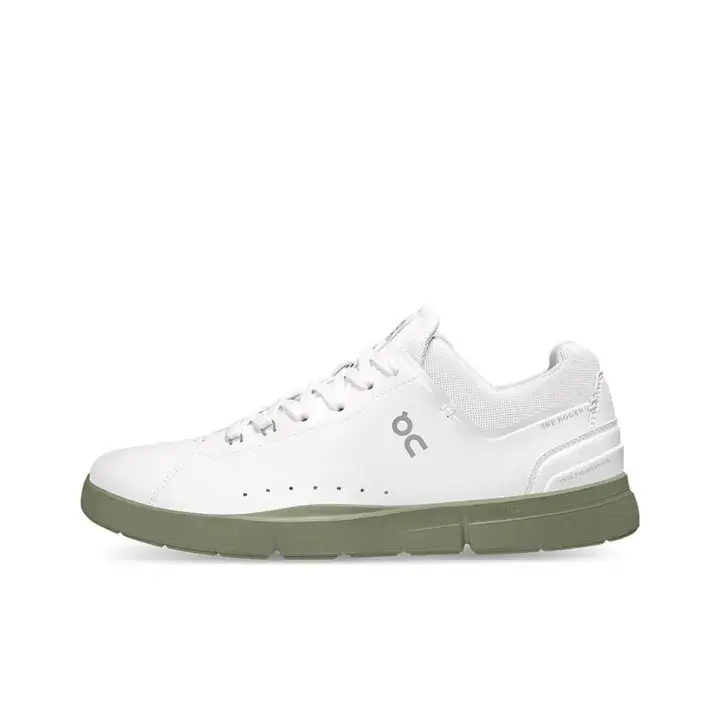 White Olive Green Contrast Leather Low Top Skate Sneakers Breathable Cushion Shock Absorbing Soft Arch Support Street Style Summer Minimalist Casual Trainers Non Slip Flat Sole Multiple Sizes Men Women Daily Walking Athletic Footwear