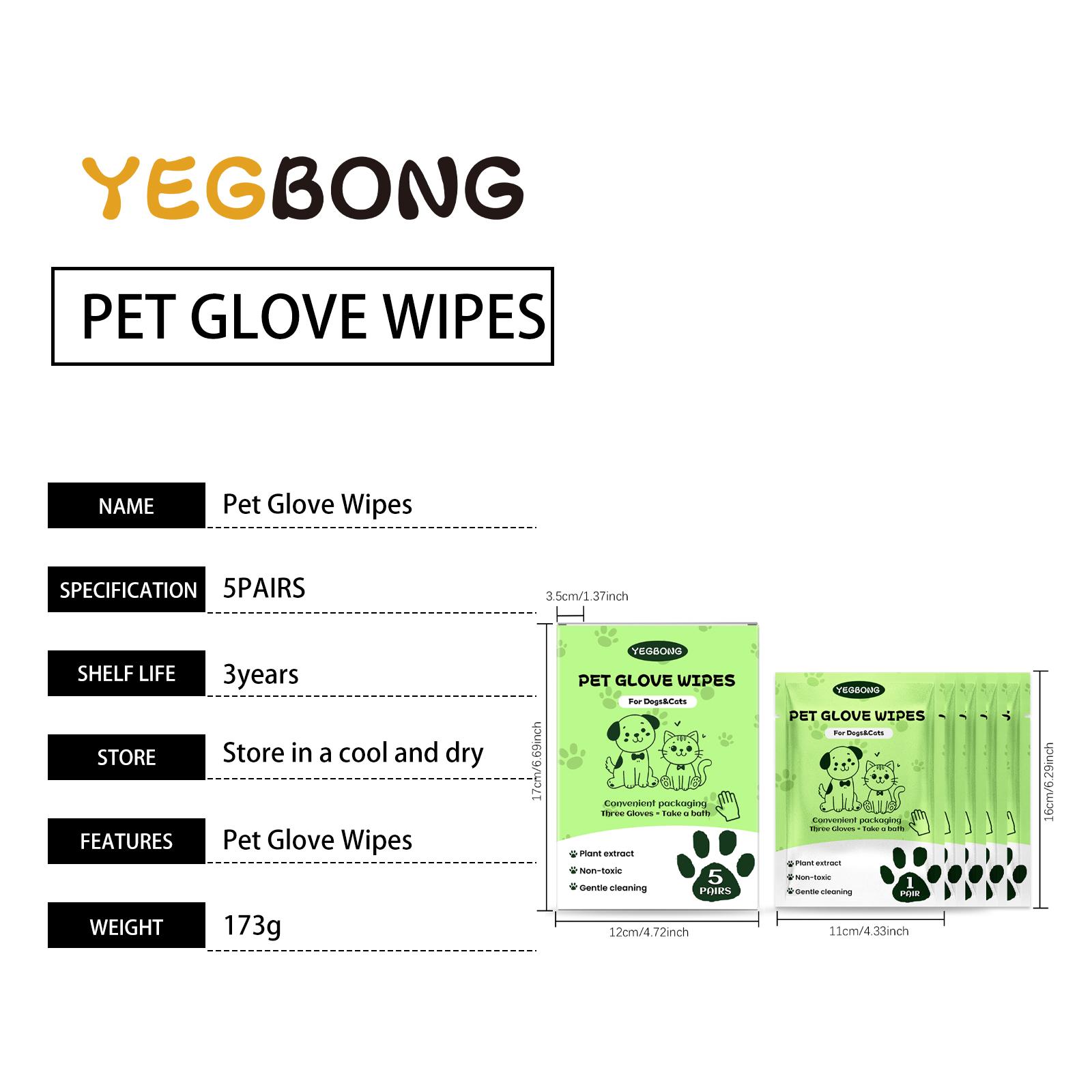 Pet Cleaning Disposable Gloves - Non-Soap Cleaning Gloves for Removing Dirt and Odors from Cats and Dogs' Bodies