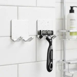 Bathroom Wall Mount Storage Rack, Strong Adhesive Shaving Organizer, Anti-Slip Shower Shelf for Men's Grooming Accessories, Space-Saving Waterproof Countertop Organizer, Bathroom Accessory, Wall Mounted Hook