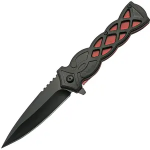 Red Celtic Dirk Style Spring Assist Folding Pocket Knife