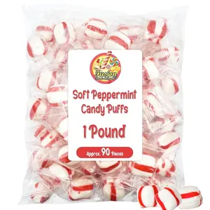 Soft Peppermint Puff Candy - 1 Pound Bag - Individually Wrapped Soft Mints Peppermint Puffs