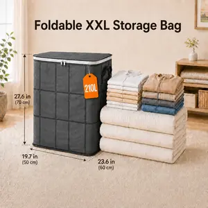 210L Extra Large Heavy Duty Moving Bags with Backpack Straps & Reinforced Handles, Dustproof Storage Bags for Clothes, Bedding & Travel, Zipper Closure Organizer for College Dorm, Closet and Home Organization