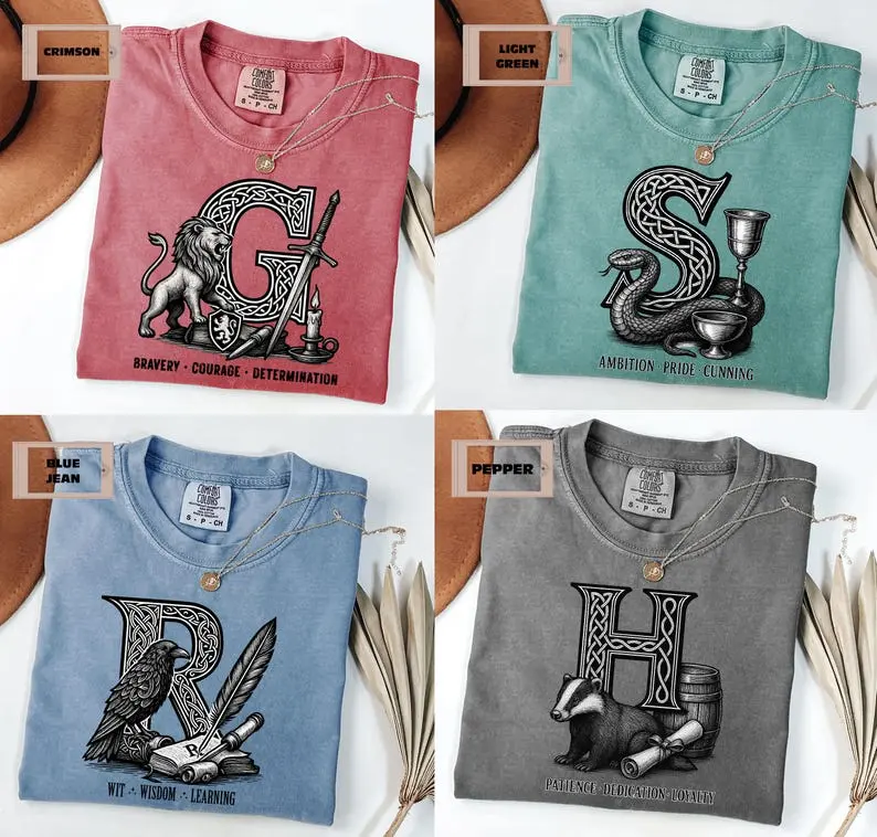 Comfort Colors Wizard House Shirt Set, Magic School Matching Graphic Tees, Fantasy Family Vacation Shirts, Wizard Gift