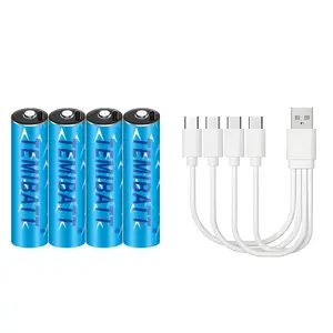 4-Pack Aa Lithium Batteries USB Rechargeable 1.5v Constant Voltage 1200mah Home Appliance Battery Mouse Battery