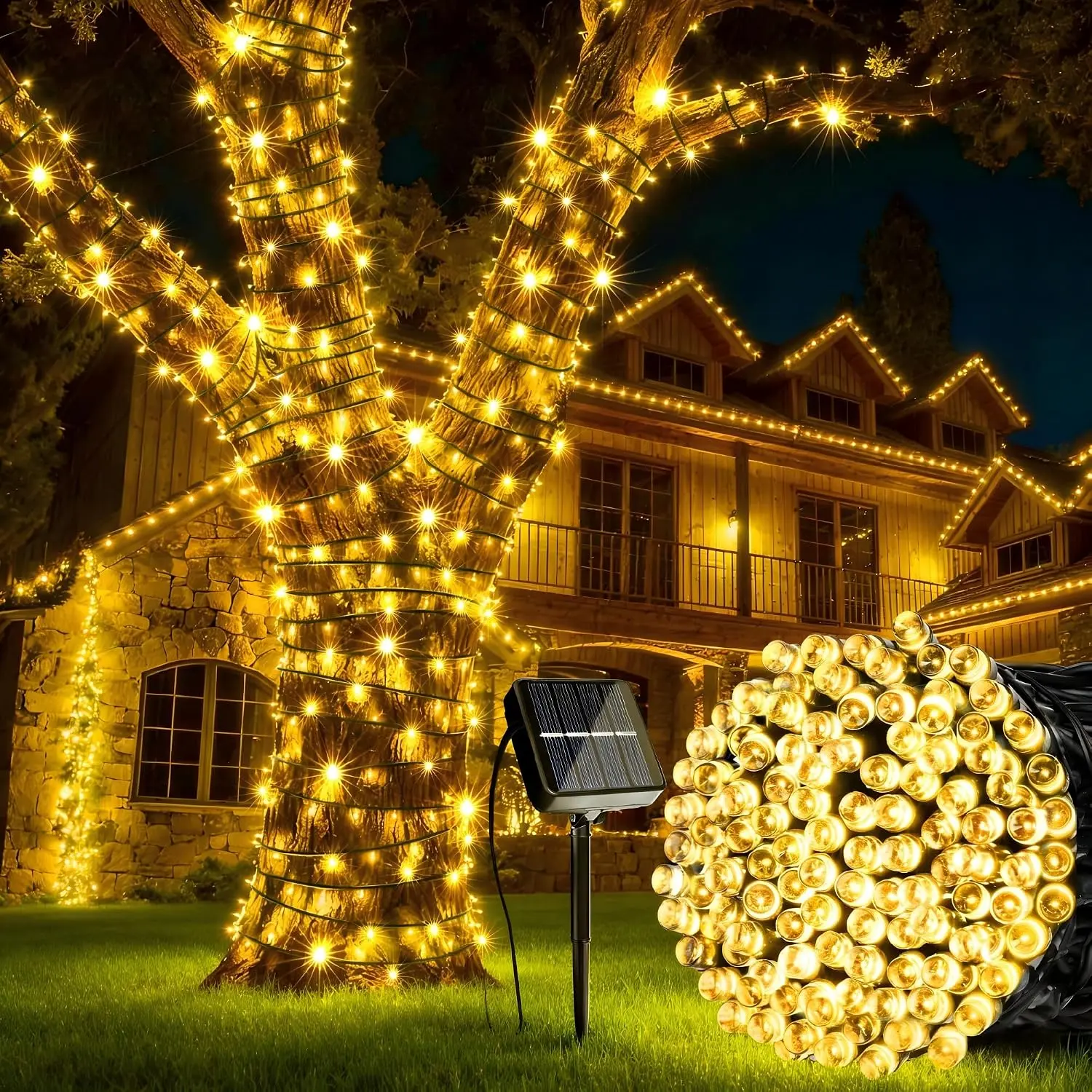 50LED Solar String Lights with LED Chips, 22.9FT PVC Outdoor Lights (Multicolor/Warm/Pink), 8 Modes, IP65 Waterproof, Energy-Efficient Holiday Lighting for Party, Patio Decor