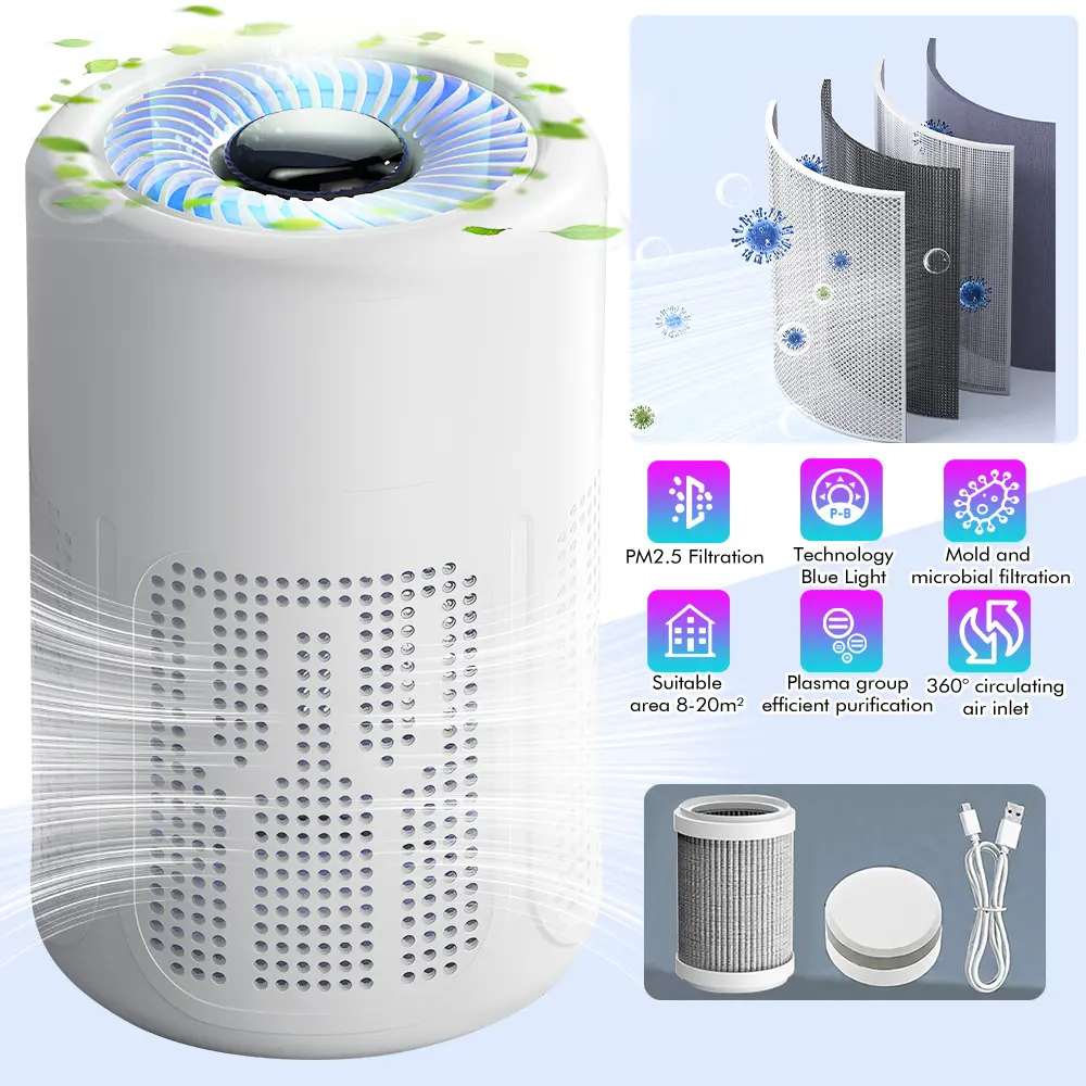 【2026 New Arrivals】Multifunctional Air Purifier, 360° Air Intake System, 120v, 20 Decibels, 215 sq ft Coverage, Anti-Allergy, Included Filter, Aromatherapy Tablets Compatible, English User Manual