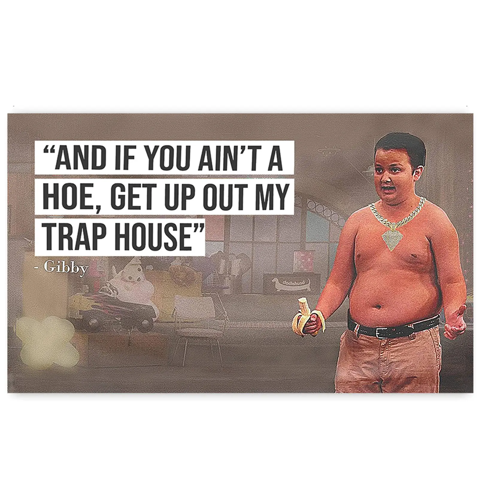 Gi-bby 3x5ft Decorative Tapestry, Long-Lasting Durable Fabric with Funny "If You Ain't A Hoe Get Up Out My Trap House" Print, Easy-Install Indoors Wall Decor for Bedroom, College Dorm