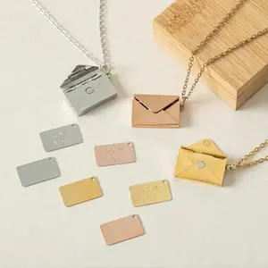 Titanium Steel Envelope Necklace, Engraved Love Letter Pendant, European American Creative Couple Jewelry