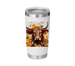 Western Highland Cow UV DTF Wrap – 20 oz Tumbler