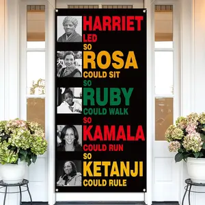 36x72in Black History Month Door Cover Bold Heritage Elements Black Pride Juneteenth School Classroom Front Banner Home Decor