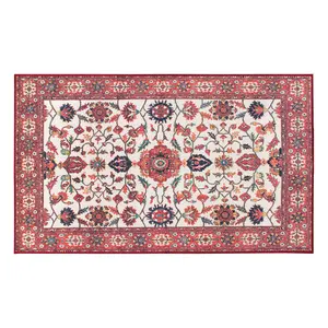 My Magic Carpet Ramage Maroon Machine Washable Area Rug, 3x5 Stain Resistant, Non-Slip, Waterproof