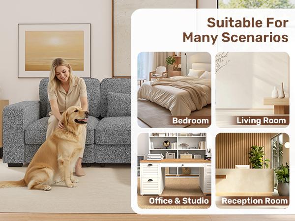 102" Convertible Sectional L-Shaped Sofa Couch with Storable Ottoman,Deep Seat Sofas for Living Room,Bedroom Apartment,with USB Type-C Ports and Pillow (Chenille,Beige) 102" Convertible Sectional L-Shaped Sofa Couch with Storable Ottoman,Deep Seat Sofas for Living Room,Bedroom Apartment,with USB Type-C Ports and Pillow (Chenille,Beige)