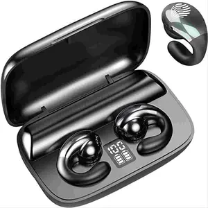 S19 Open Ear Earbuds with Bone Conduction and Fast Charging, Lightweight and Stable Fit, Ideal for Outdoor Fitness and Travel - Electronic Headset Earphones Mics Silicone Device Plug Chargeable Noise Audio Headphones