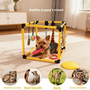 Interactive Pet Toy Gym Set for Cats & Dogs w/ Plush Chew Toys & Storage Rack