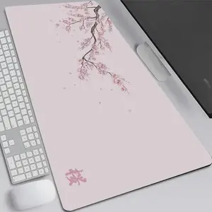 [Sale up to 50%] [Free Ship] Aesthetic Pink Sakura Desk Mat, Japanese Cherry Blossom Mouse Pad, Cute Pastel Desk Decor, Kawaii Gaming Setup, XL Extended Mousepad Gift