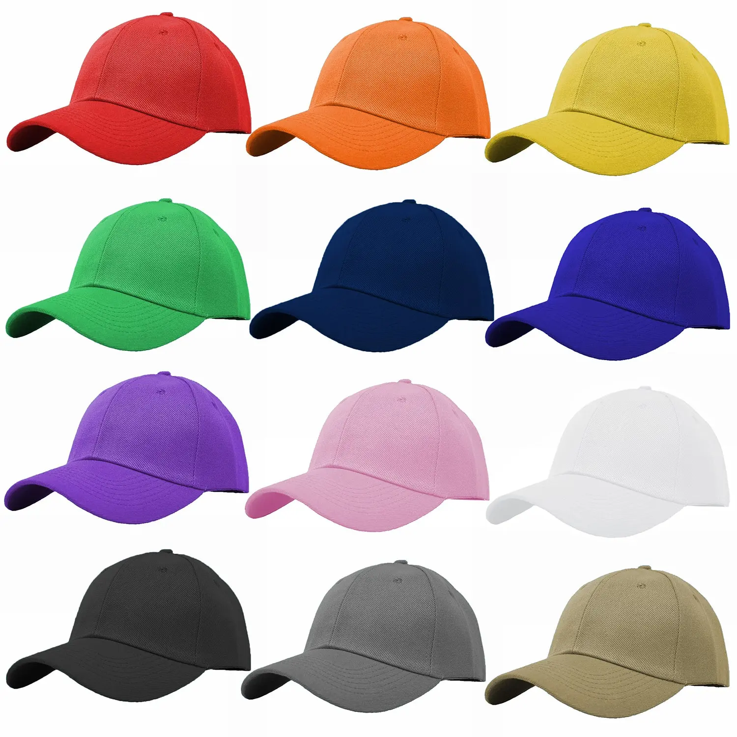 12-Pack Plain Baseball Cap AdjustableSolid Blank Curved Sun Visor Hat Casual Outfits Caps Adjustable Streetwear Hat