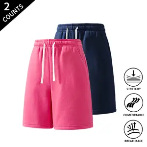 2-Pack Summer Vibes Men’s Soft Casual Shorts — elastic drawstring, stretchy, breathable athletic lounge shorts for summer daily gym workouts