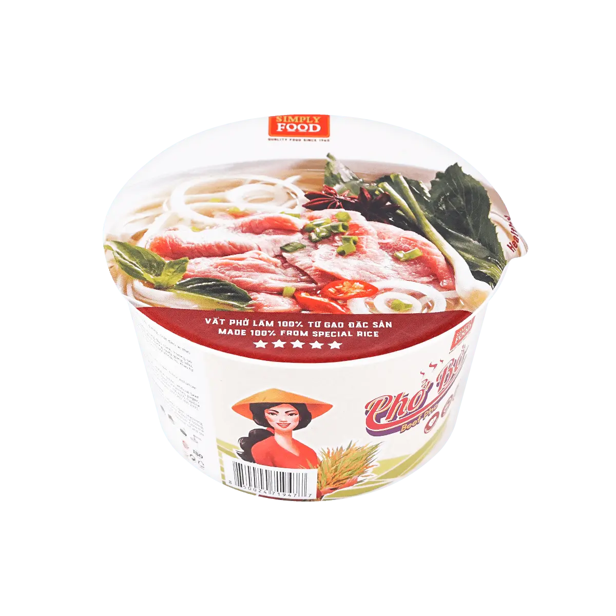 SIMPLY FOOD Pho Bo Vietnamese Beef Noodle Soup 80g - Authentic Flavor, Quick Meal
