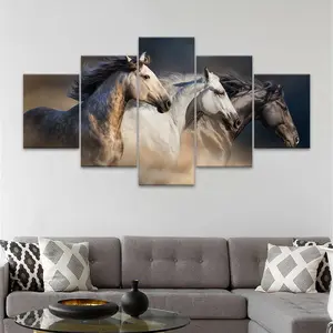 Horse Pattern Canvas Unframed Painting, 5 Counts/set Modern Animal Pattern Wall Art, Wall Decor for Home Living Room Bedroom Office, Wall Art Decoration, Ornaments