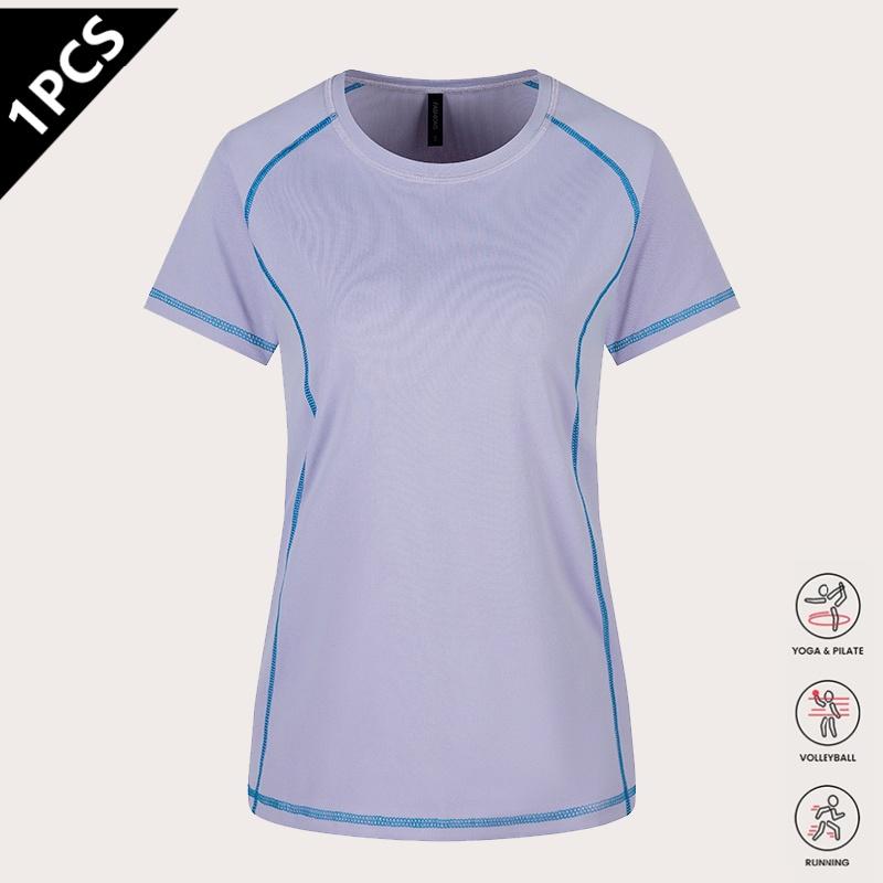 3-pack women’s quick-dry sports T-shirts — slim fit, figure-flattering short sleeves for yoga and running; stretchy, breathable crew neck athletic tops suitable for jogging, workouts, fitness, and yoga; women’s apparel