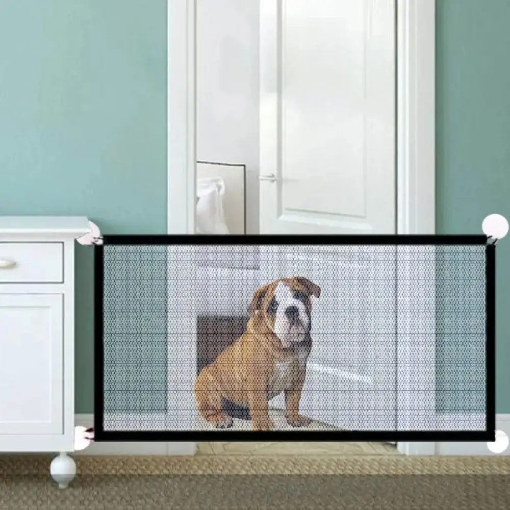 1PC Pet Dog Gate Network Fence Stairs Folding Breathable Mesh Enclosure Dog Fence Child Safety Barrier Safety Guardrail Pet Playpen Articles Punch-free Pet Isolation Net Folding Stair Gate Dog Fences Portable Doorway Mesh Gate