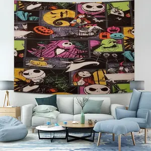 The Nightmare Before Christmas Wall Art Rug Tapestry, Unique Decorative Hanging Mat for Living Room & Bedroom, Perfect Gift Idea