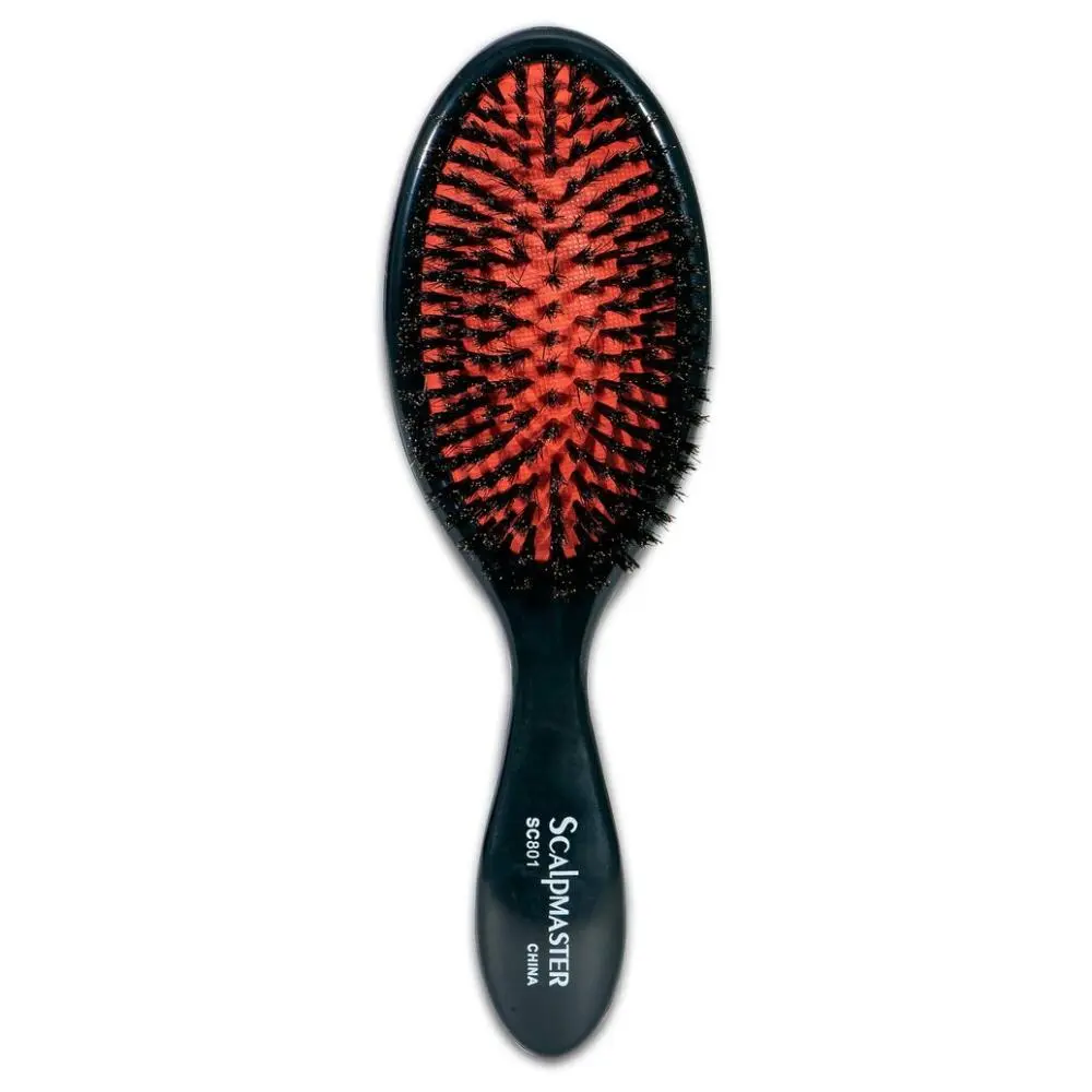 Scalpmaster Cushion Hair Brush with Natural Boar Bristles, 11-Row for Fine Hair, Gently Detangles for Smoothing and Shine