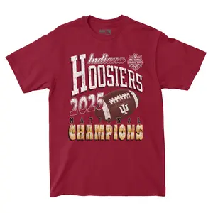 Indiana Football 2025 CFP National Champions 25 Champs Vintage Crimson Tee