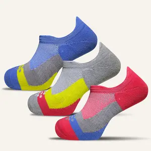 Women’s Colorful Elite Performance No Show Socks with Double Tab – 3 Pair