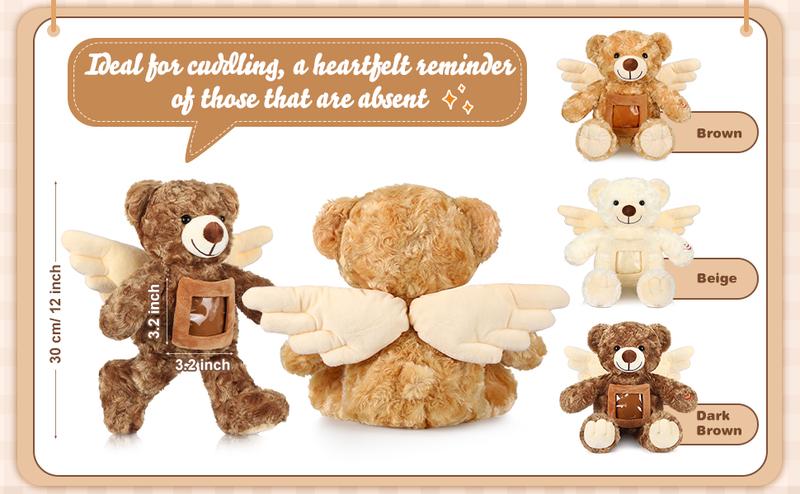 Valentine's Day Gift Bear 12 Inch Angel Remembrance Bear Plush Stuffed Animal with Recorder Soft Plush Animal Toy with a Picture Frame for Operation Christmas Baby Shower Birthday Party Wedding Gift Valentine's Day Gift Bear 12 Inch Angel Remembrance Bear Plush Stuffed Animal with Recorder Soft Plush Animal Toy with a Picture Frame for Operation Christmas Baby Shower Birthday Party Wedding Gift