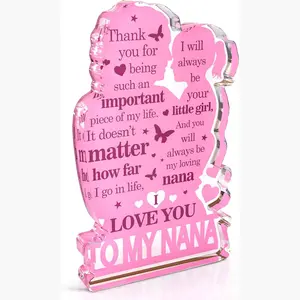 Acrylic Plaque, Creative Letter Pattern Decorative Ornament, Home Decor for Living Room Bedroom, Gift for Grandma, Gift for Nana, Signs, Heart Plaque