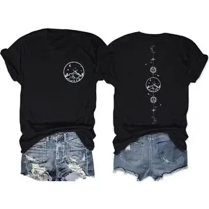 Unisex Graphic TeeMoon and Sun Shirts Women Vintage Graphic Tshirt Mountain Hiking Short Sleeve Vacation T-Shirt TopsSummer 2026 Streetwear