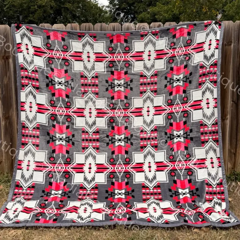 PINK AZTEC THROW BLANKET KING SIZE