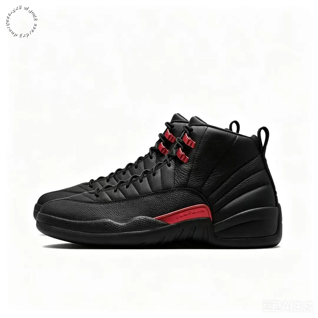 Black High-Top Retro Sneakers with Leather Upper and Red Accents for Classic Court Style