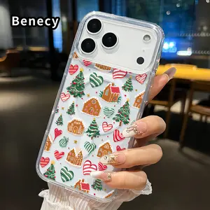 Magnetic Case for iPhone 17 16  Pro Max Plus 15 14 13 12 11 Air E Gingerbread Christmas Love  Printed Acrylic Hard Back Soft Silicone Edge Water-resistant Smartphone Cover