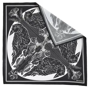 Crow bandana - black - 100% cotton - 22" x 22" - bird print - designed in Maine - screen printed - animal design - Hearth and Harrow